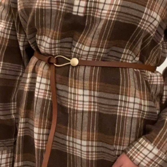 Luxe Brown Vegan leather Adjustable Skinny Belt - Picture 2 of 6